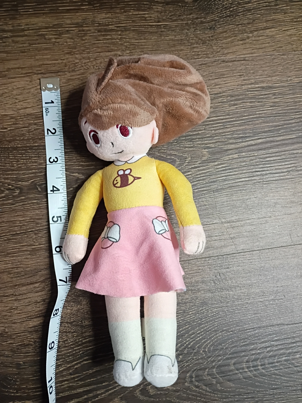Plush Girl Doll in Pink Skirt and Yellow Top — Soft Cuddly Toy
